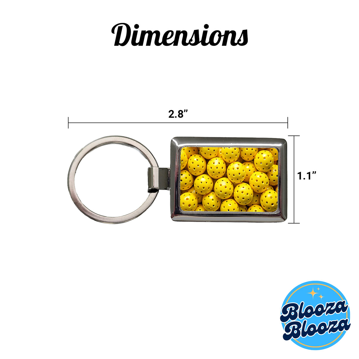 Lots Of Yellow Pickleball Balls Rectangle Metal Keychain