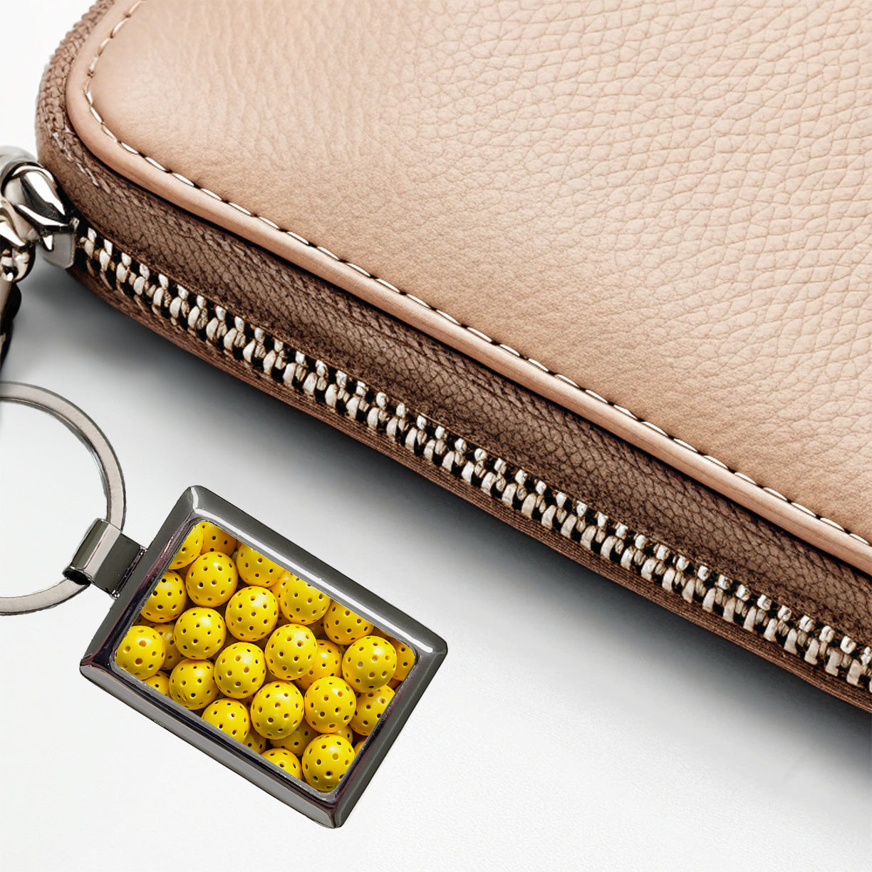 Lots Of Yellow Pickleball Balls Rectangle Metal Keychain