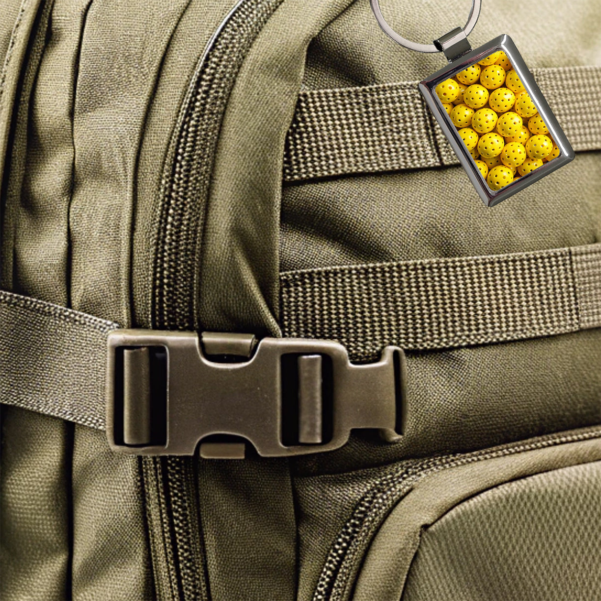 Lots Of Yellow Pickleball Balls Rectangle Metal Keychain