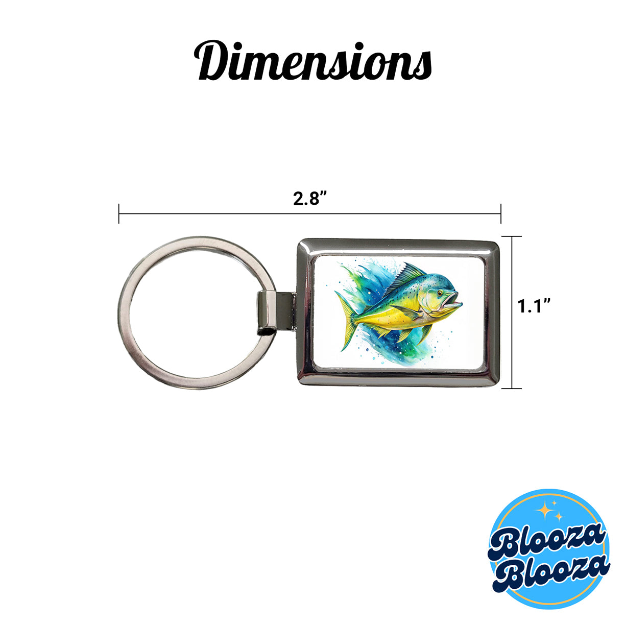 Mahi Mahi Fish Watercolor Rectangle Metal Keychain