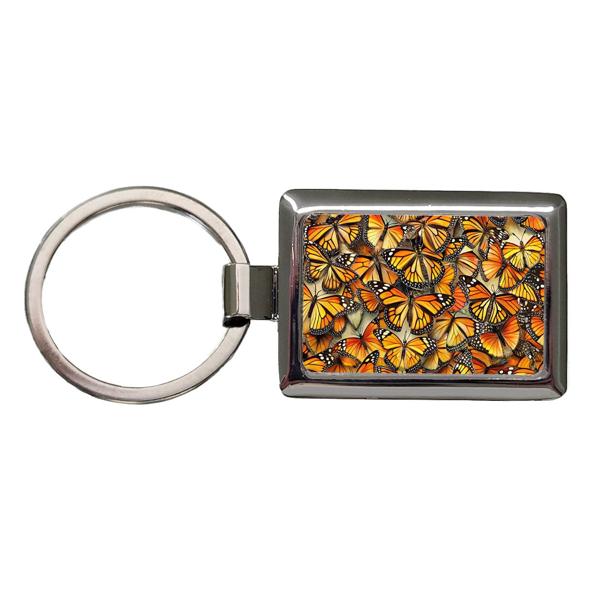 Monarch Butterflies Covering Everything Rectangle Metal Keychain