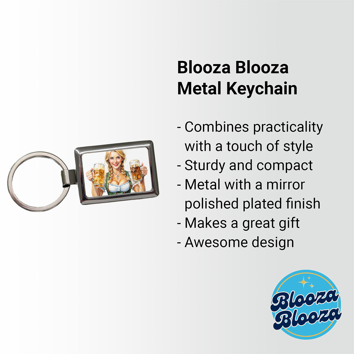 Oktoberfest German Barmaid With A Beer Mugs Rectangle Metal Keychain