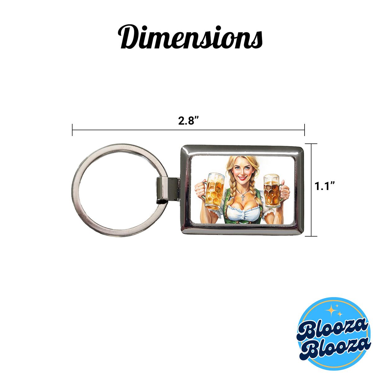 Oktoberfest German Barmaid With A Beer Mugs Rectangle Metal Keychain