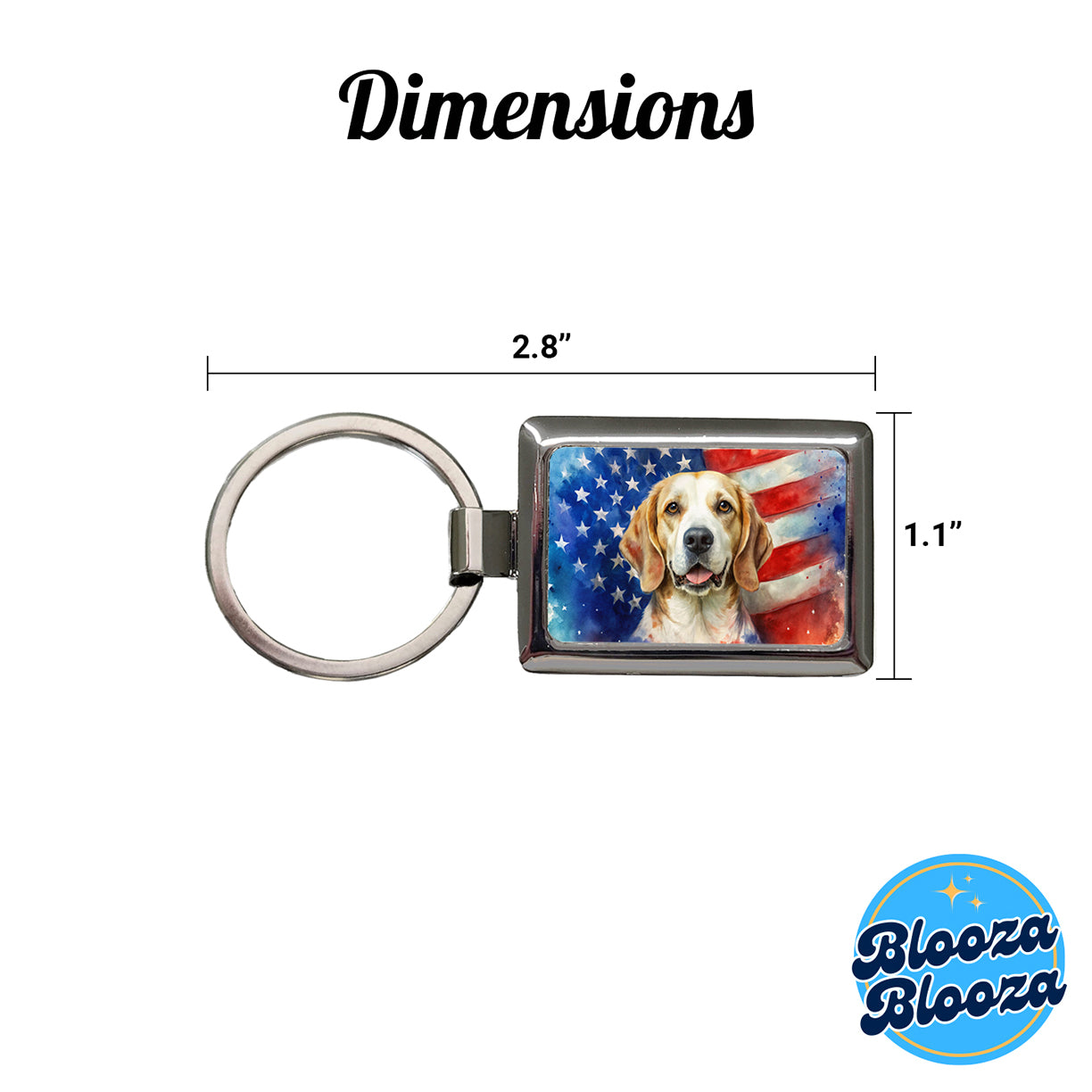Patriotic Dog Watercolor American Flag Background Rectangle Metal Keychain