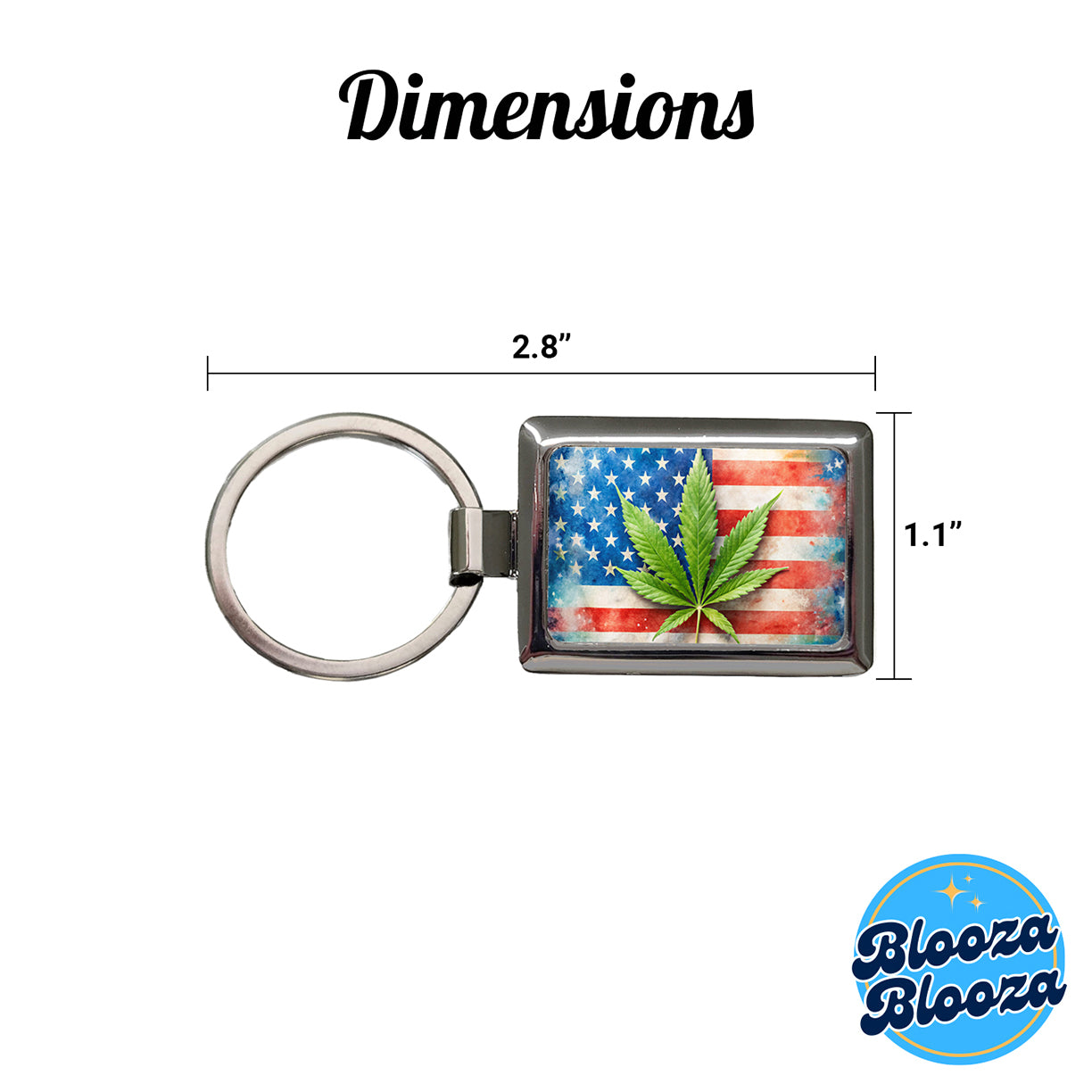 Patriotic Marijuana Leaf on American Flag Background Rectangle Metal Keychain