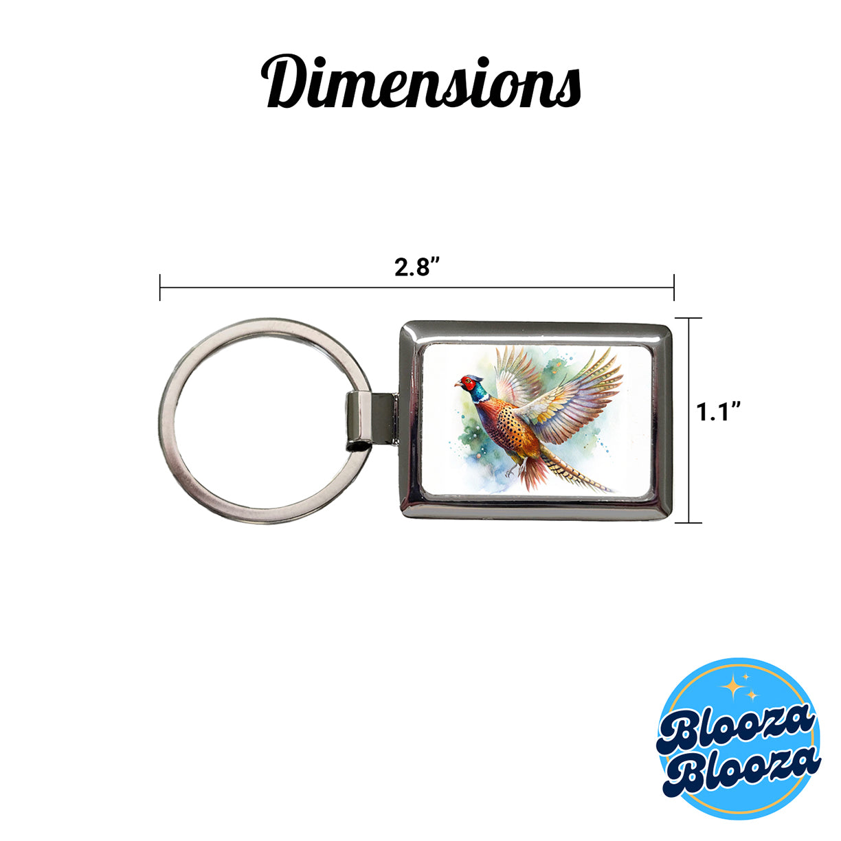 Pheasant In Flight Watercolor Rectangle Metal Keychain