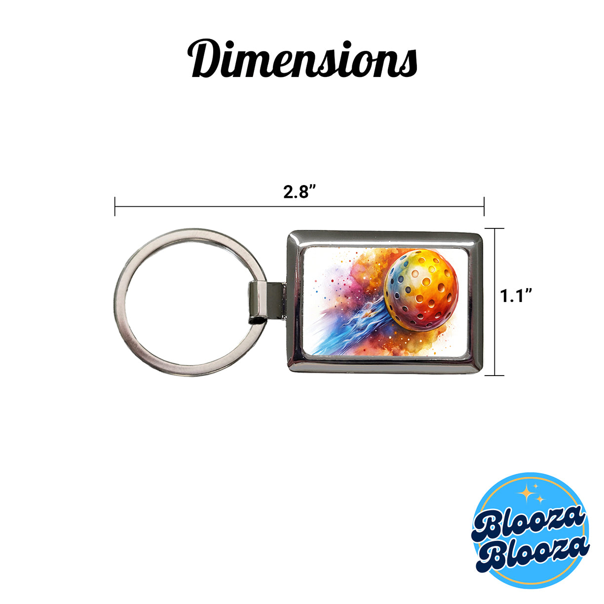 Pickleball Ball Rocketing Through The Air Watercolor Rectangle Metal Keychain