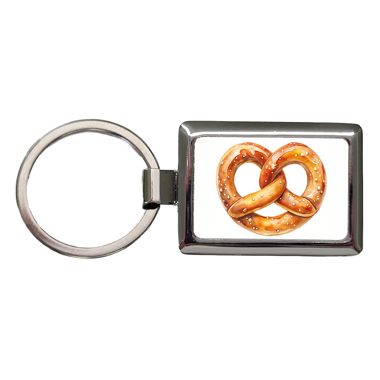 Pretzel Knot Oktoberfest Watercolor Rectangle Metal Keychain