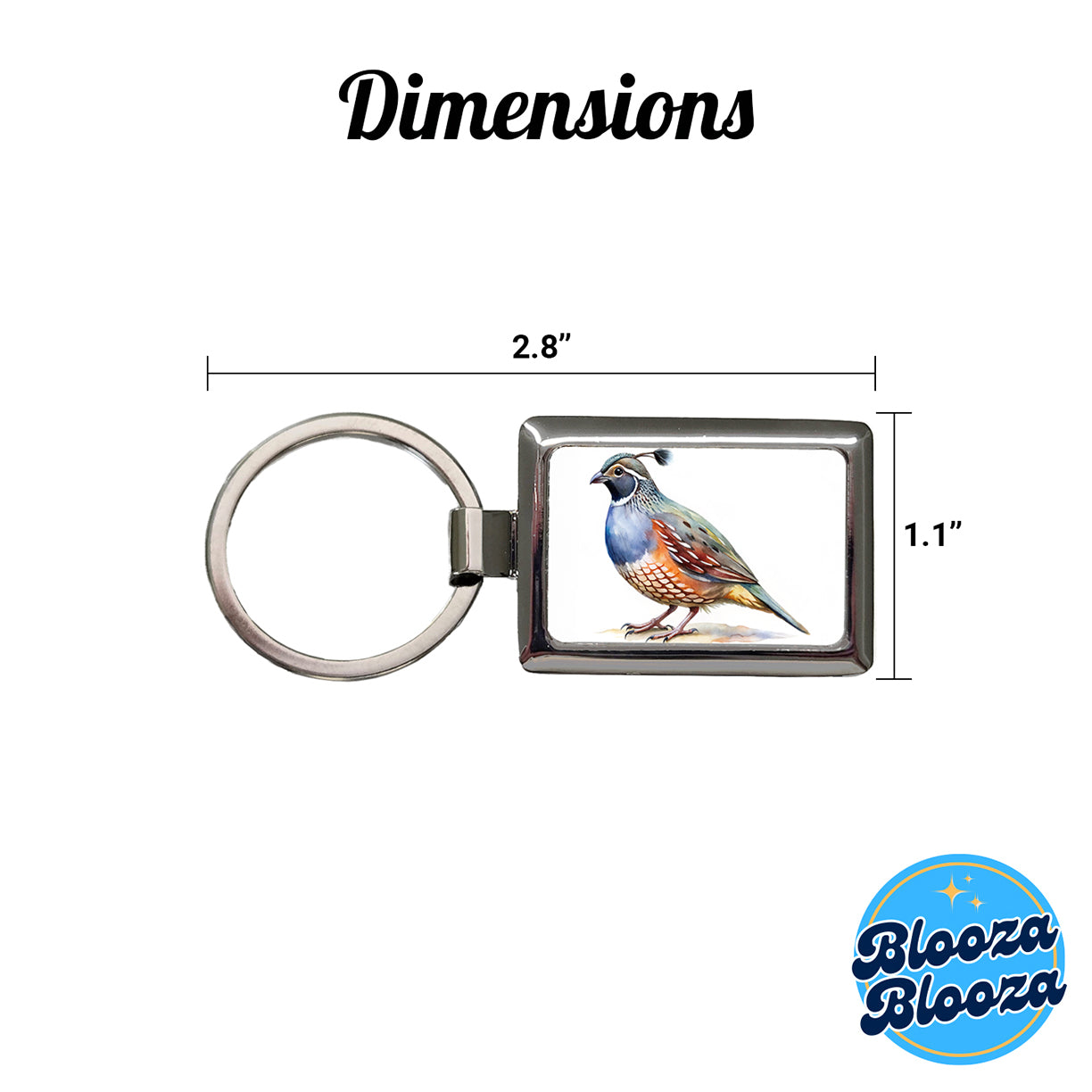 Quail Watercolor Rectangle Metal Keychain