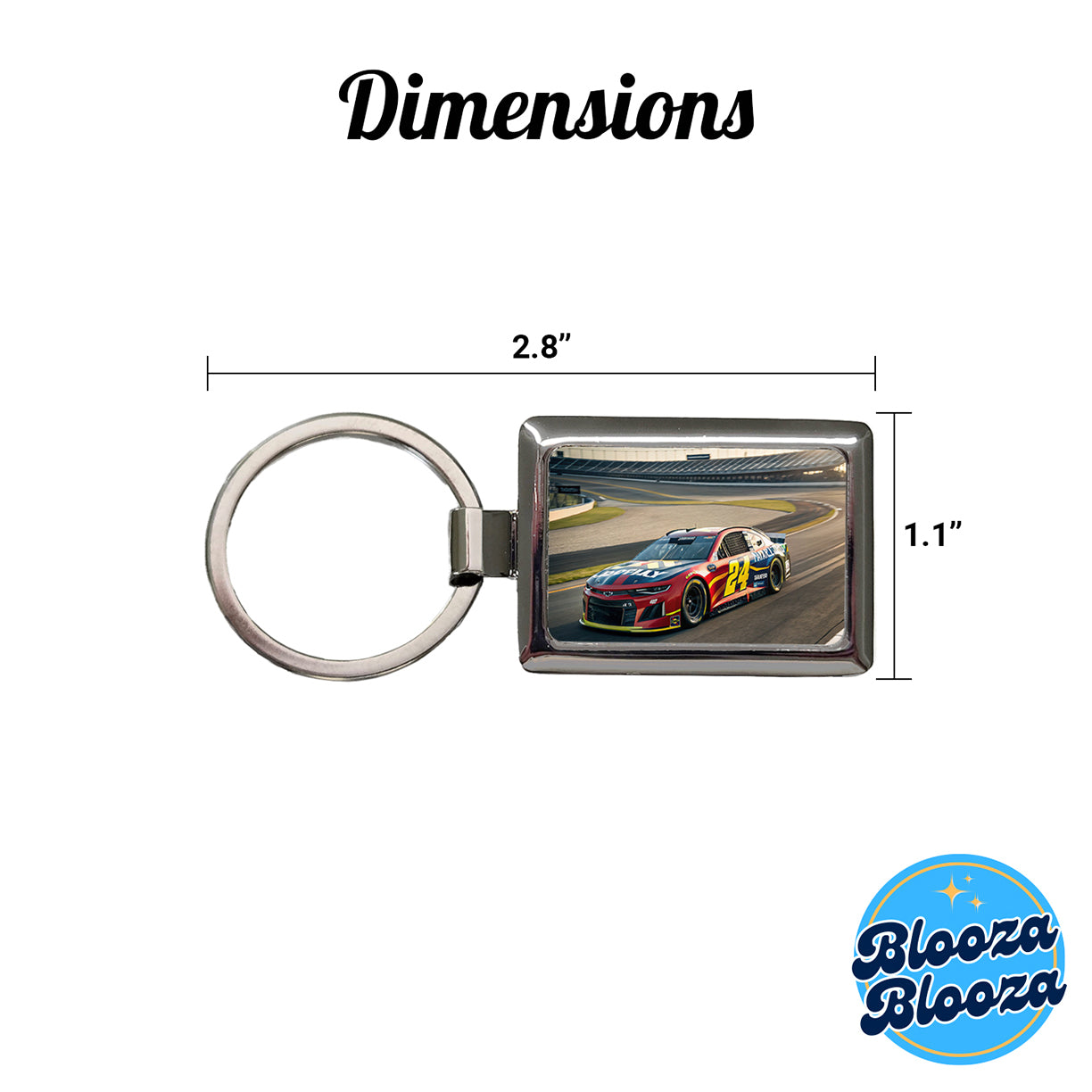 Racing Car Track Rectangle Metal Keychain