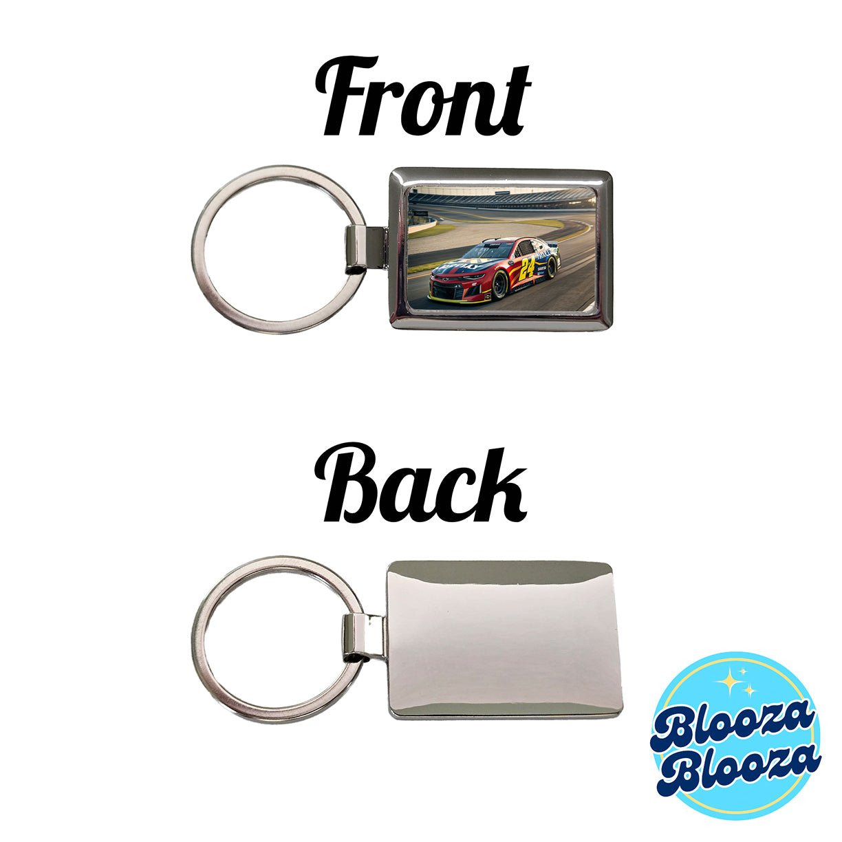 Racing Car Track Rectangle Metal Keychain