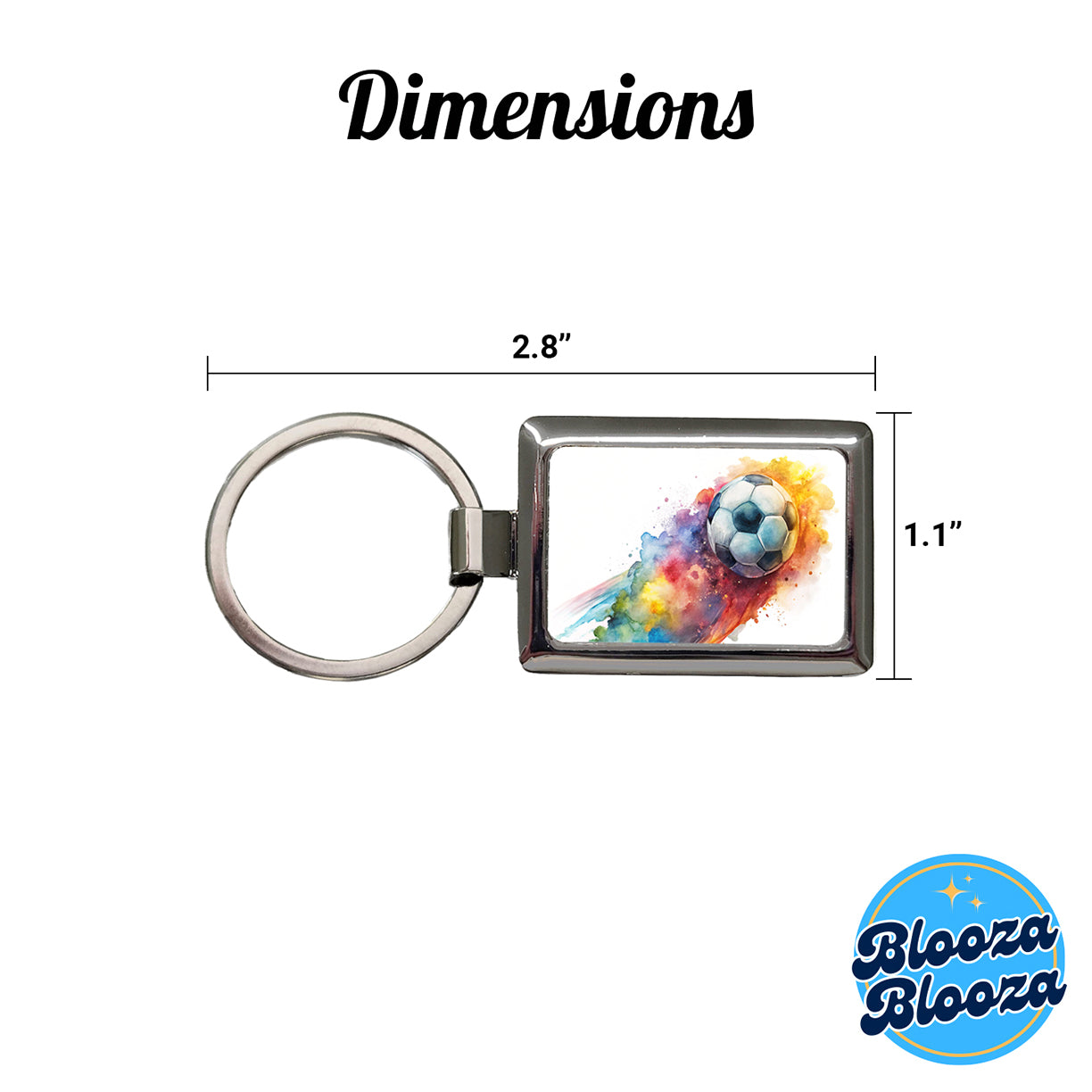 Soccer Ball Rocketing Through The Air Watercolor Rectangle Metal Keychain