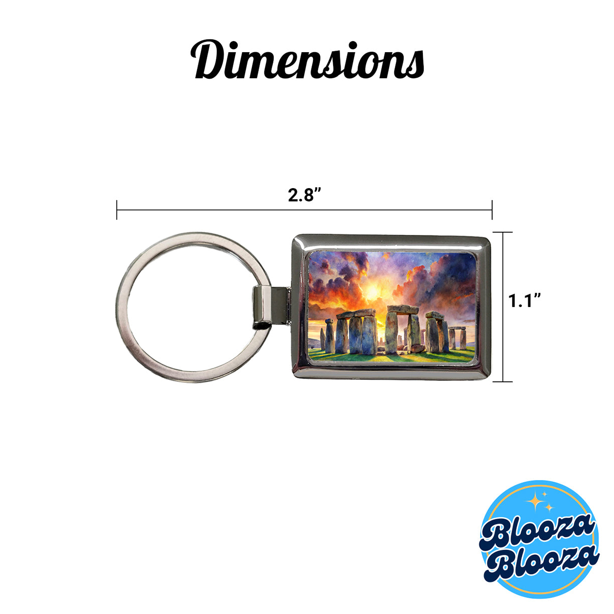 Stonehenge England At Dusk Watercolor Rectangle Metal Keychain
