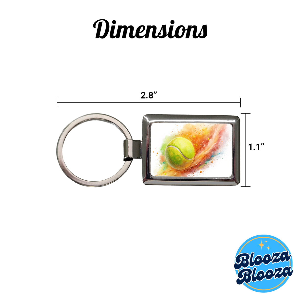 Tennis Ball Rocketing Through The Air Watercolor Rectangle Metal Keychain