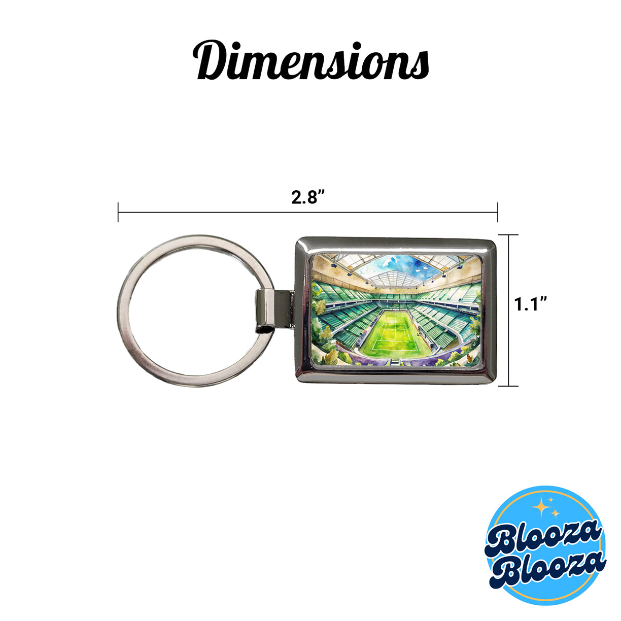 Tennis Stadium Center Court Watercolor Rectangle Metal Keychain