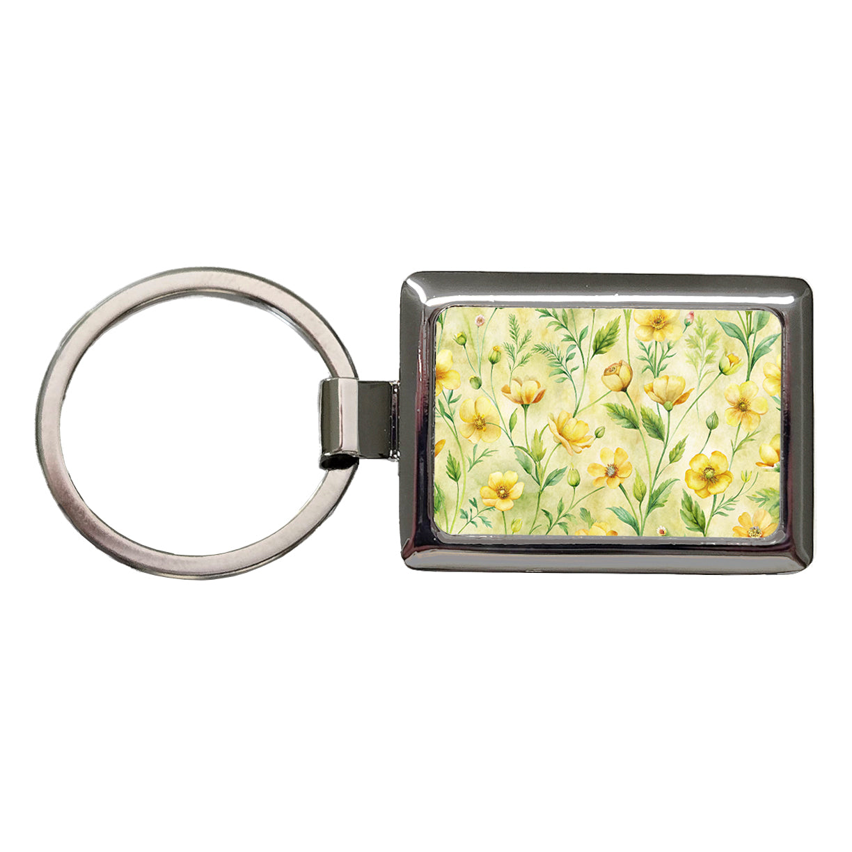 Buttercups Yellow Flowers Rectangle Metal Keychain