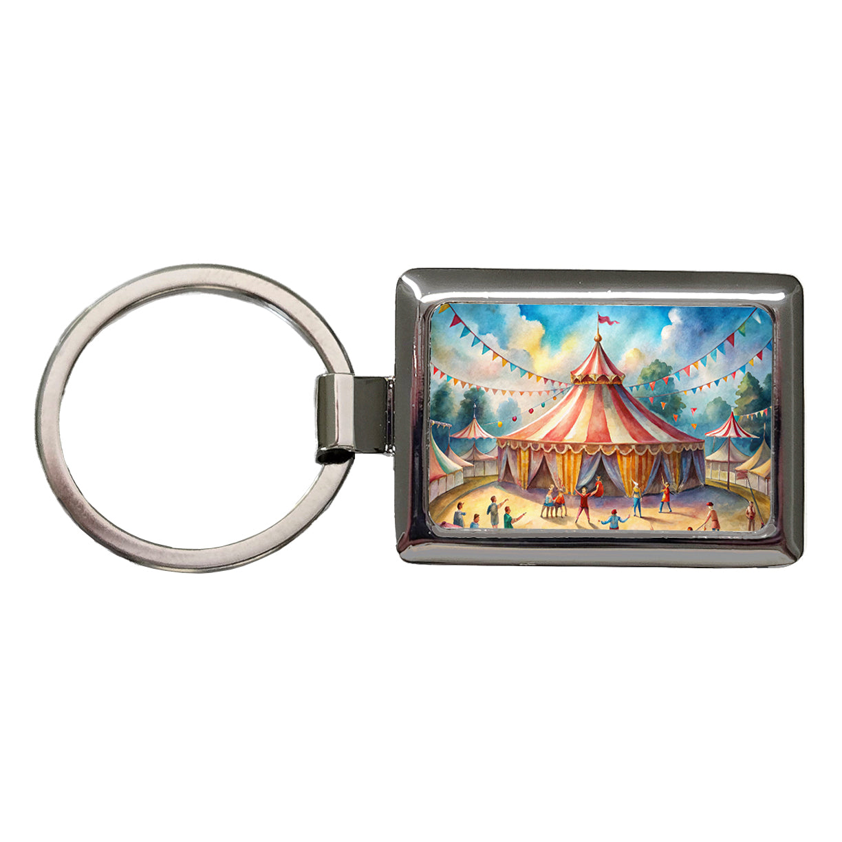 Circus Big Top Excitement Rectangle Metal Keychain