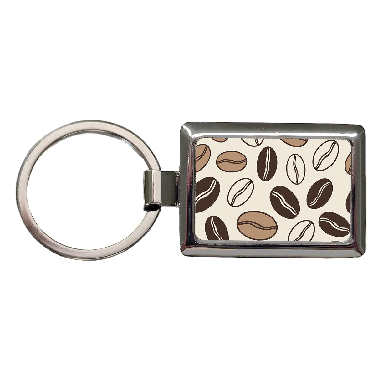Coffee Beans Sketch Rectangle Metal Keychain