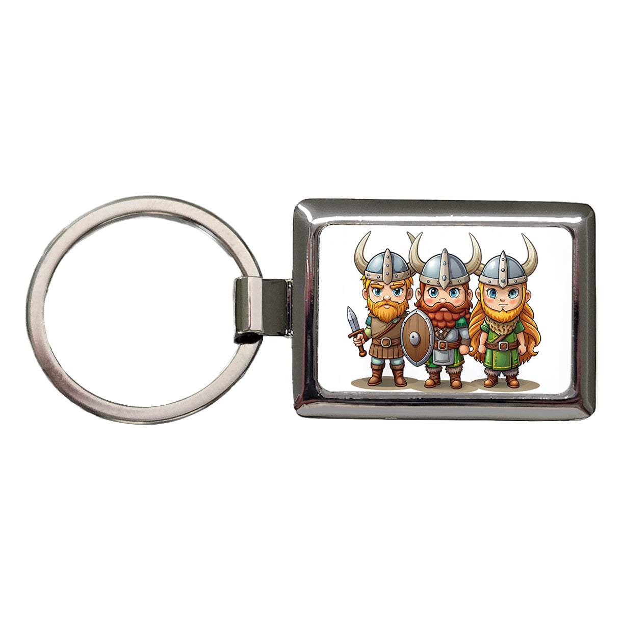 Cute Vikings Rectangle Metal Keychain