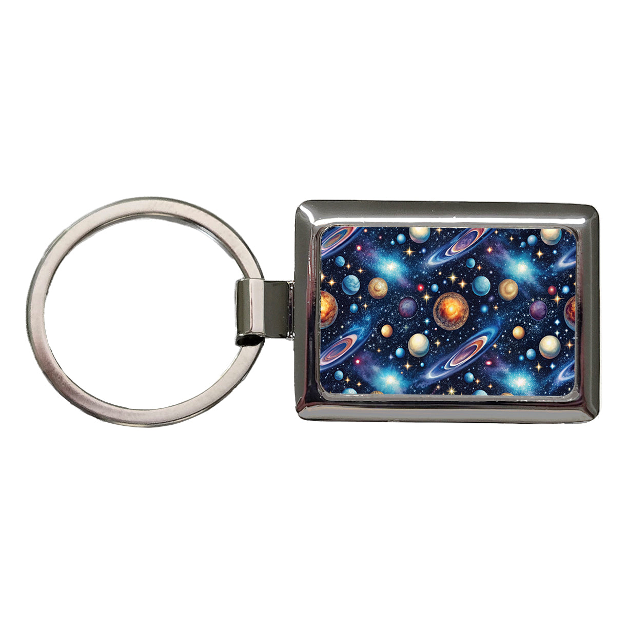 Galaxy Outer Space Astronomy Pattern Rectangle Metal Keychain