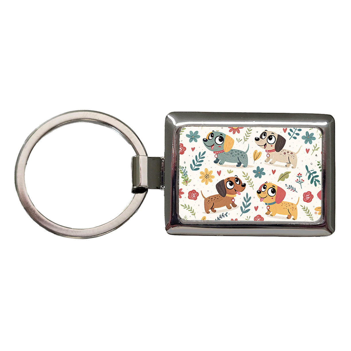 Adorable Dogs Rectangle Metal Keychain