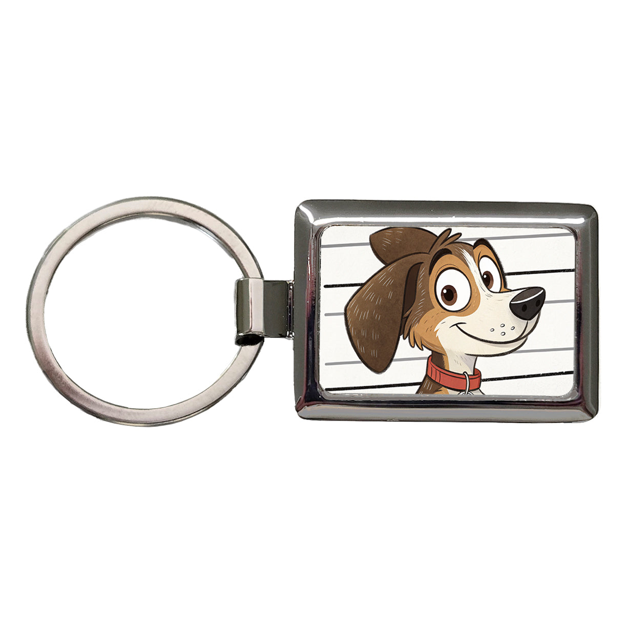 Dog Mug Shot Rectangle Metal Keychain