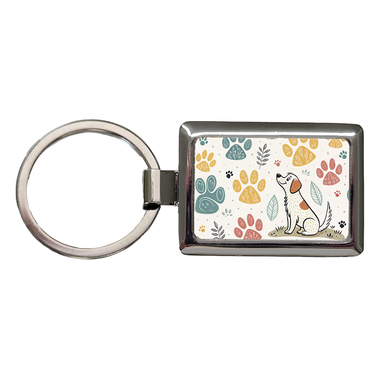 Dog Paw Prints Adorable Rectangle Metal Keychain