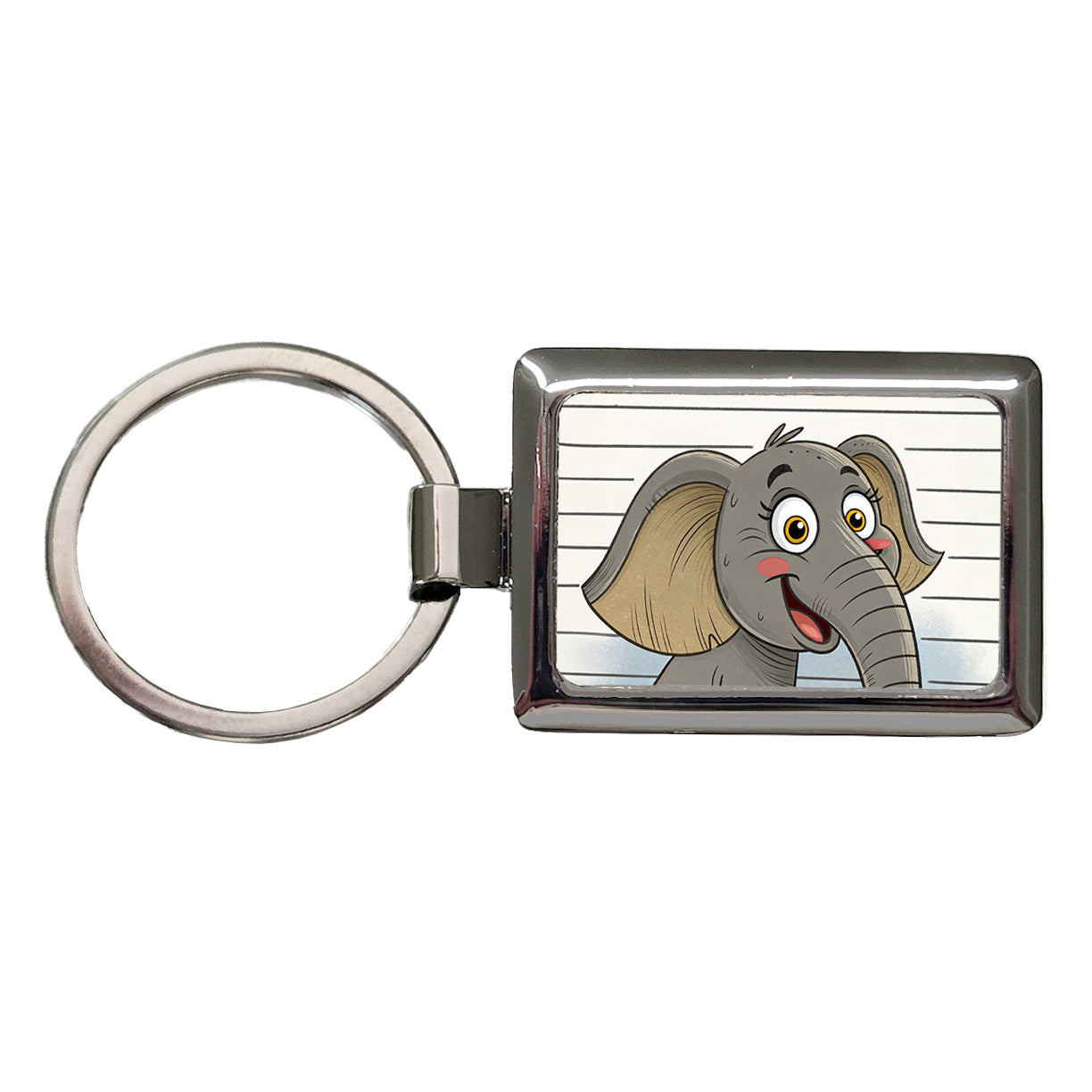 Elephant Mug Shot Rectangle Metal Keychain