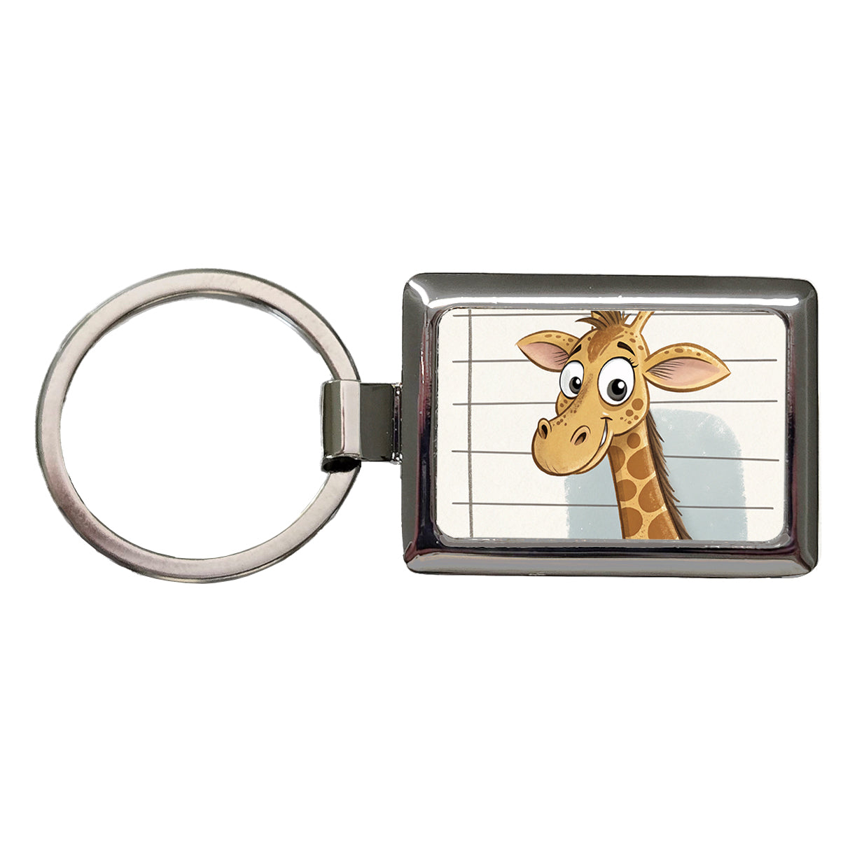 Giraffe Mug Shot Rectangle Metal Keychain