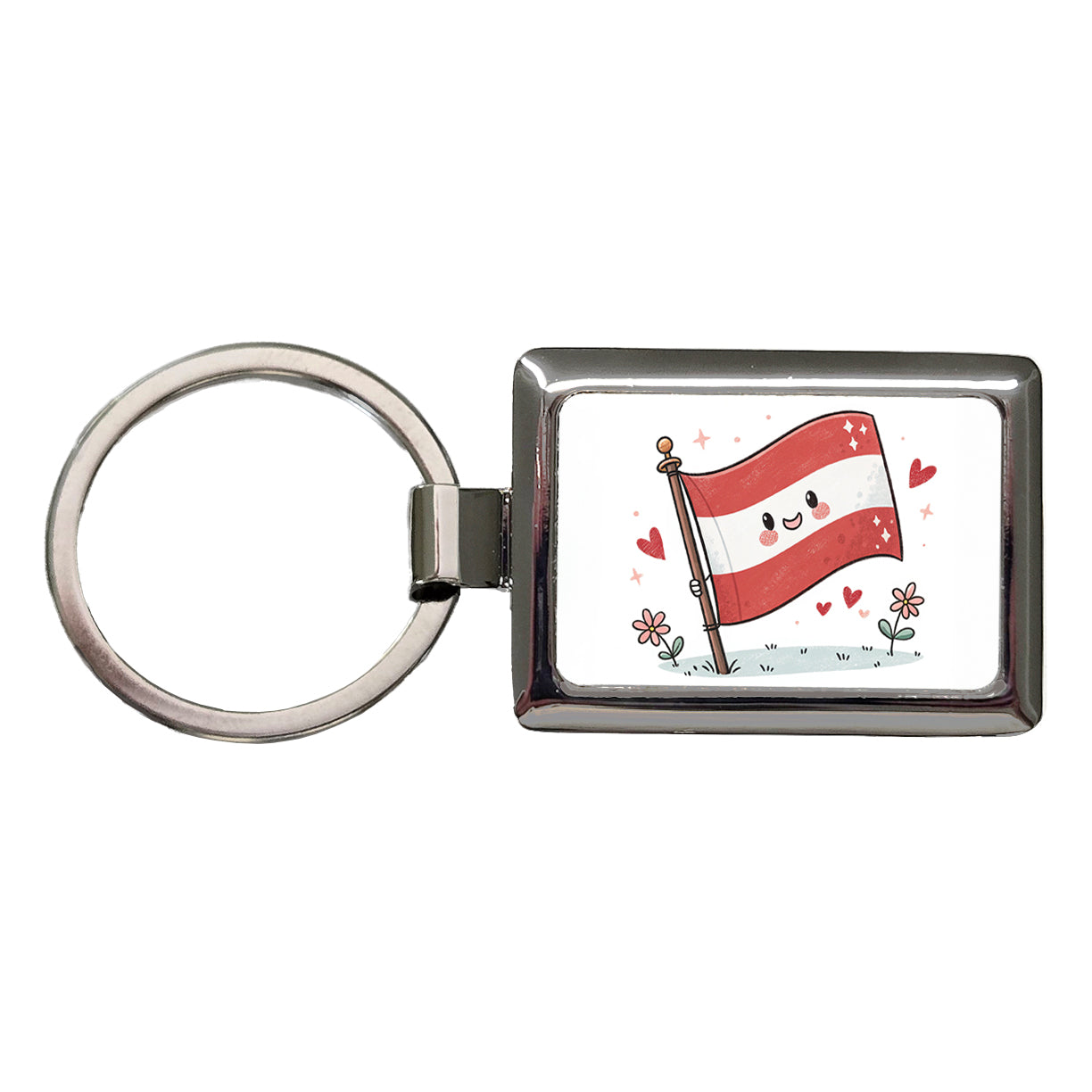 Kawaii Austrian Flag Rectangle Metal Keychain
