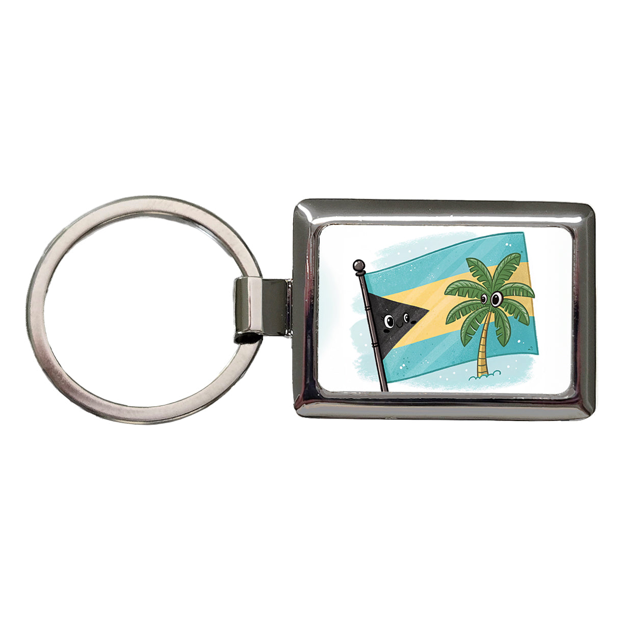 Kawaii Bahamas Flag Rectangle Metal Keychain