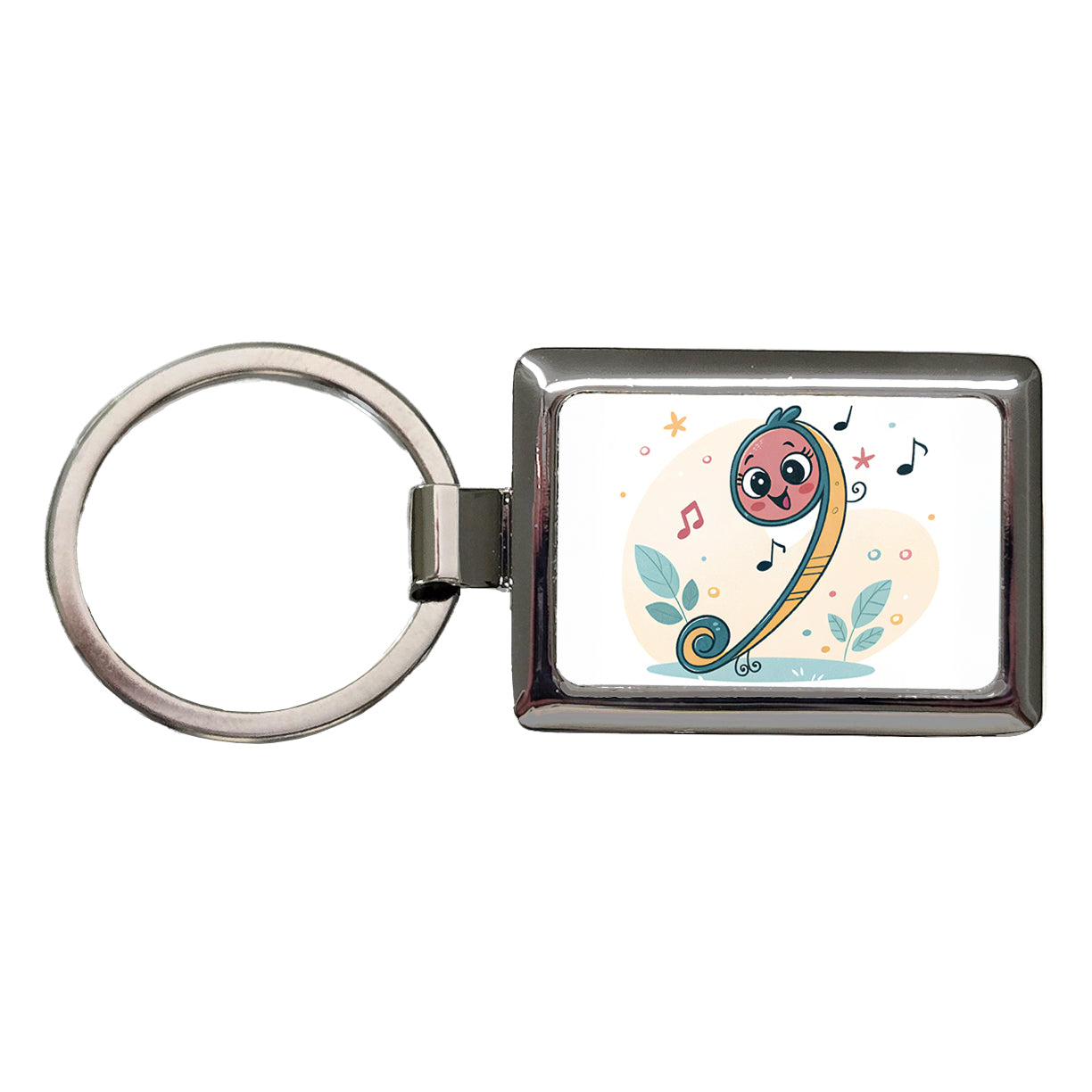 Kawaii Bass Music Cute Rectangle Metal Keychain