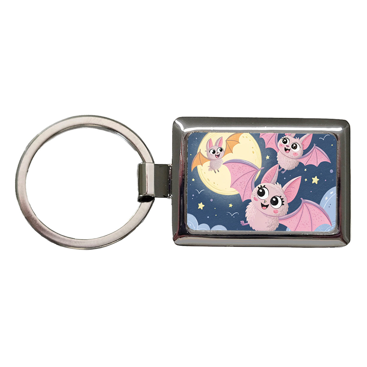 Kawaii Bats Rectangle Metal Keychain