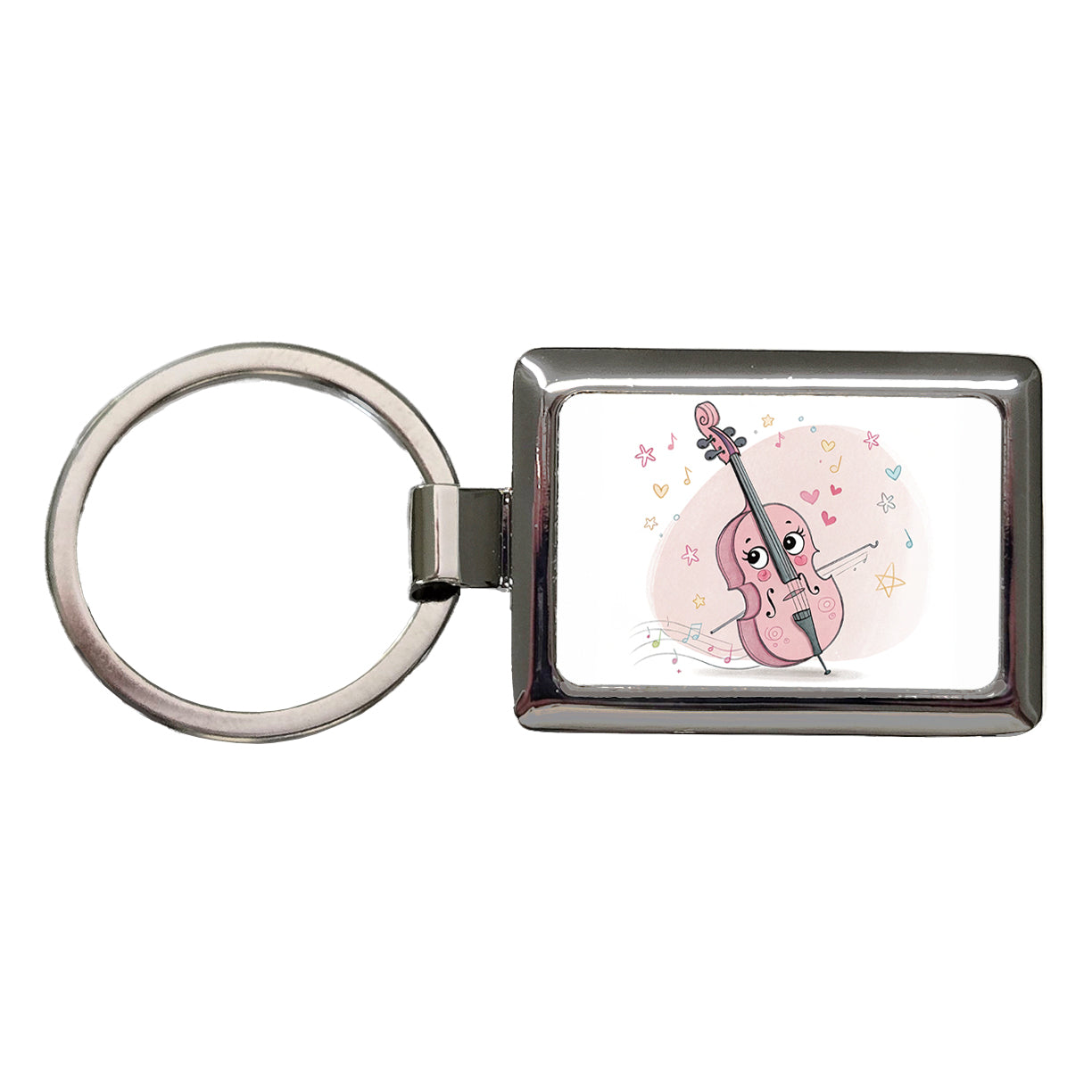 Kawaii Cello Music Rectangle Metal Keychain