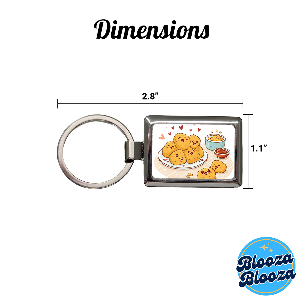 Kawaii Chicken Nuggets Rectangle Metal Keychain