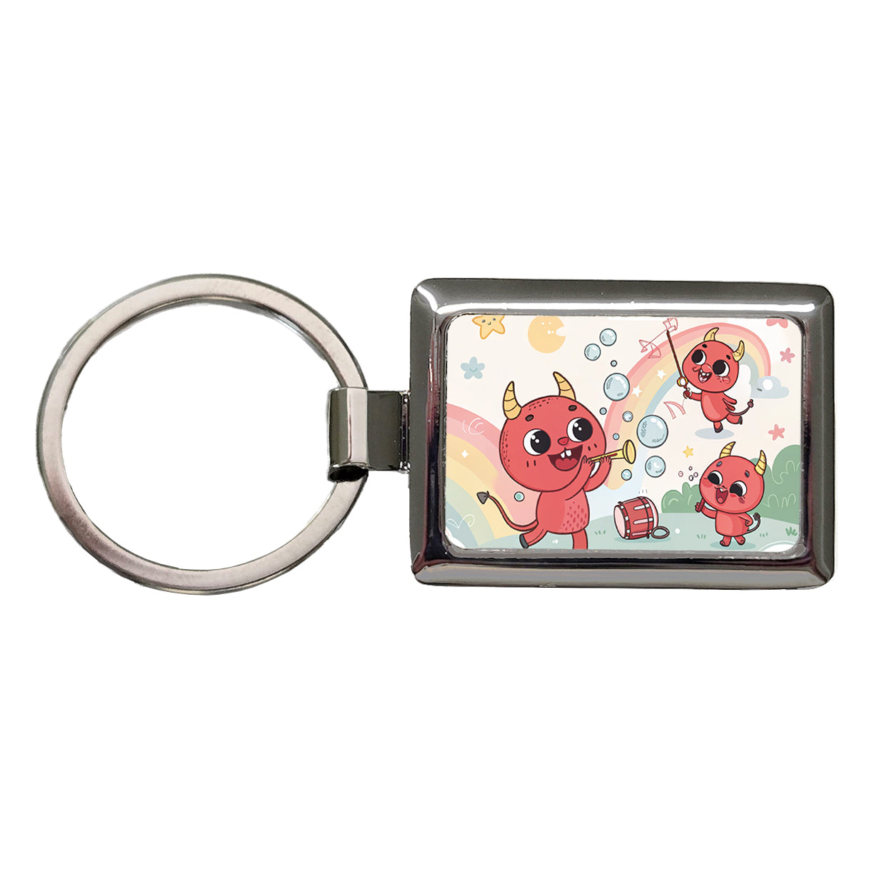 Kawaii Devils Rectangle Metal Keychain