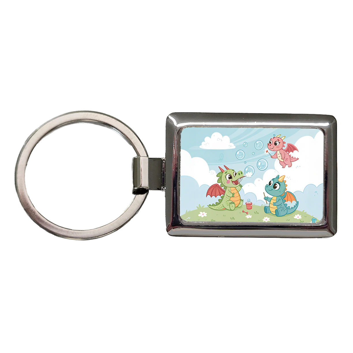 Kawaii Dragons Cute Rectangle Metal Keychain