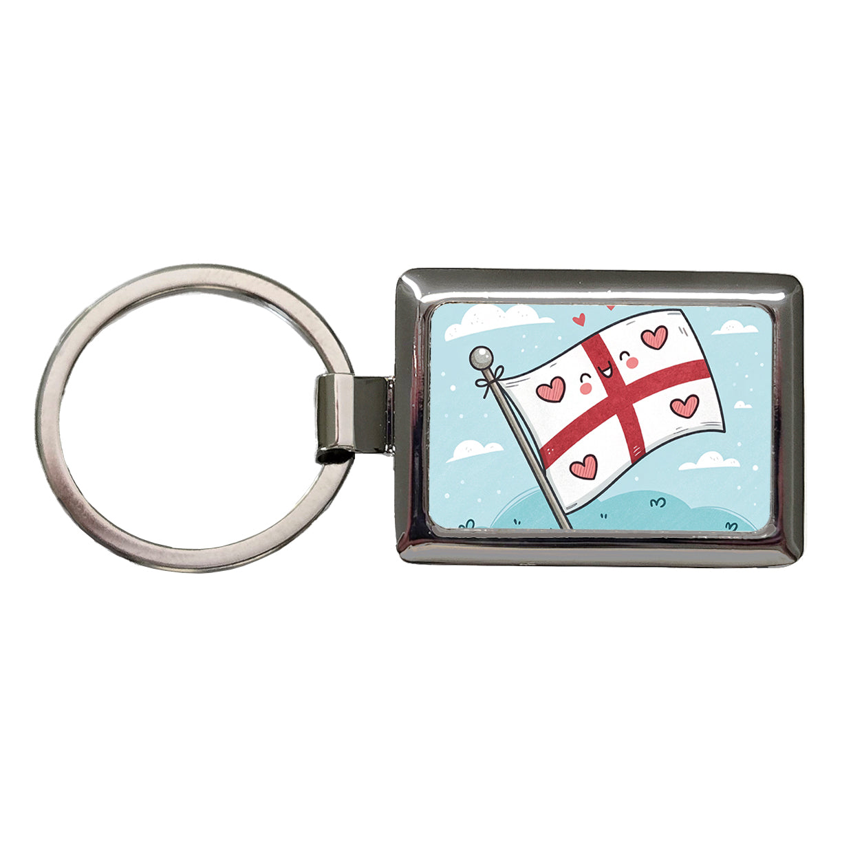 Kawaii England Flag Rectangle Metal Keychain