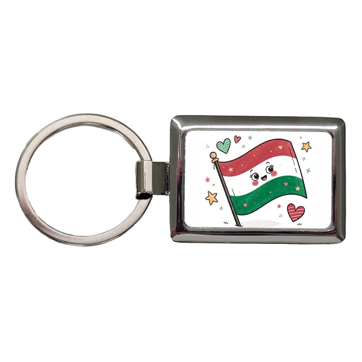 Kawaii Hungary Flag Rectangle Metal Keychain
