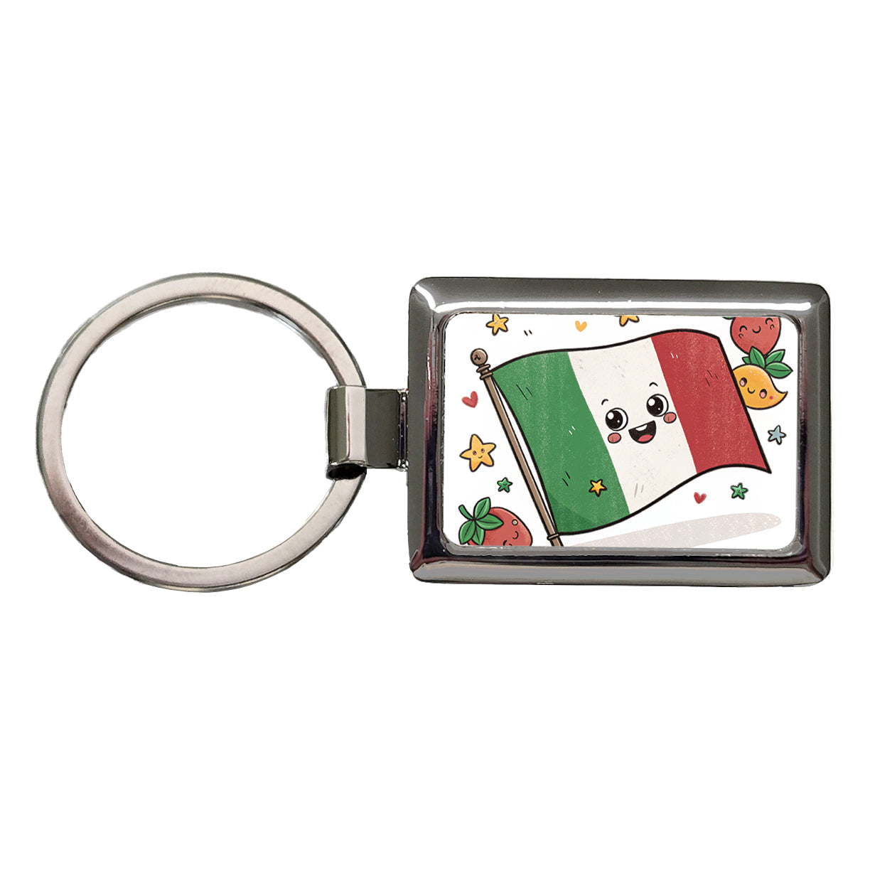 Kawaii Italy Flag Rectangle Metal Keychain