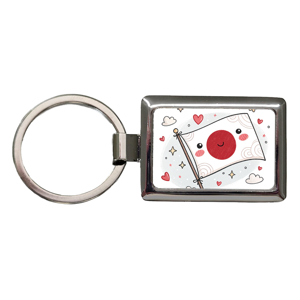 Kawaii Japan Flag Rectangle Metal Keychain