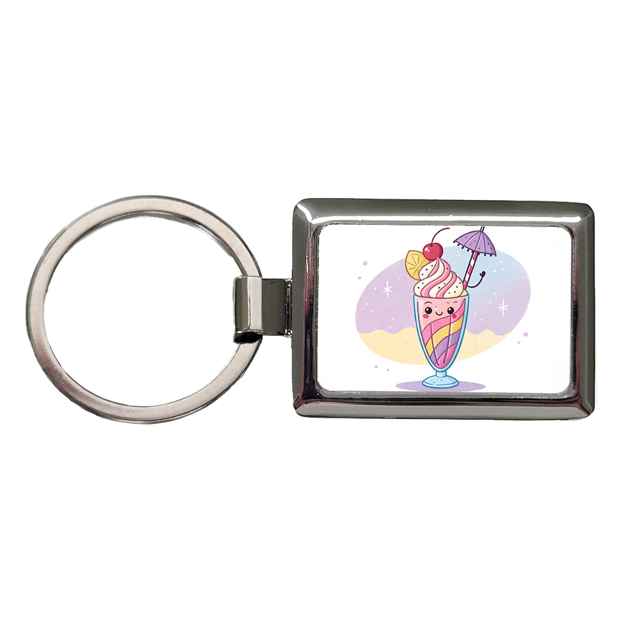 Kawaii Milk Shake Rectangle Metal Keychain