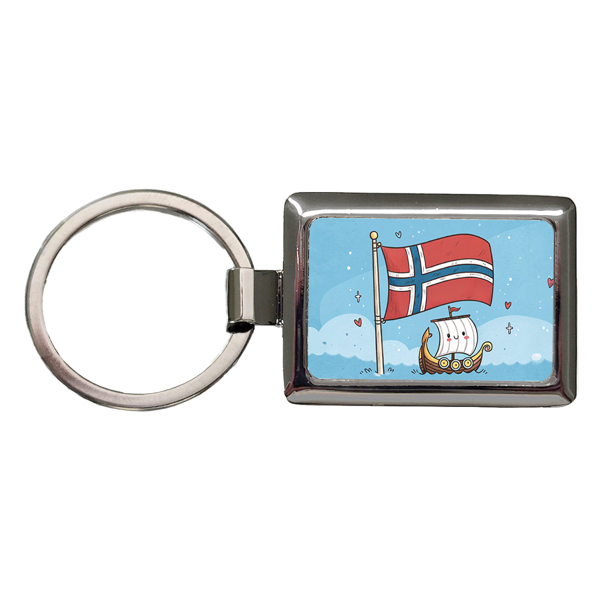 Kawaii Norway Flag Rectangle Metal Keychain