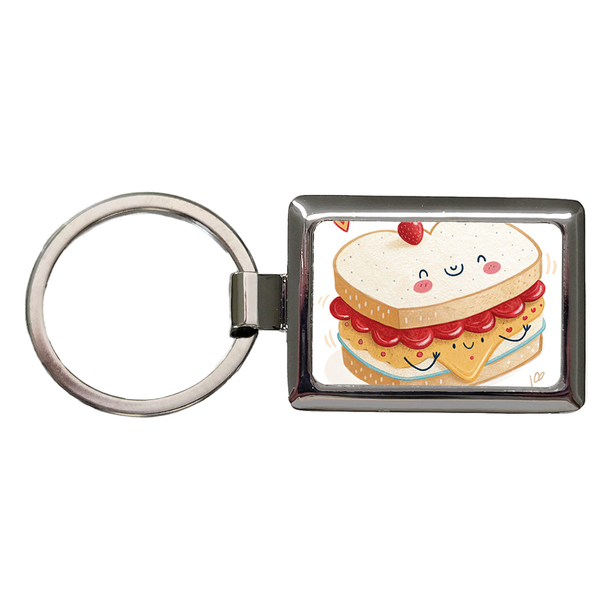 Kawaii Peanut Butter And Jelly Sandwich Rectangle Metal Keychain