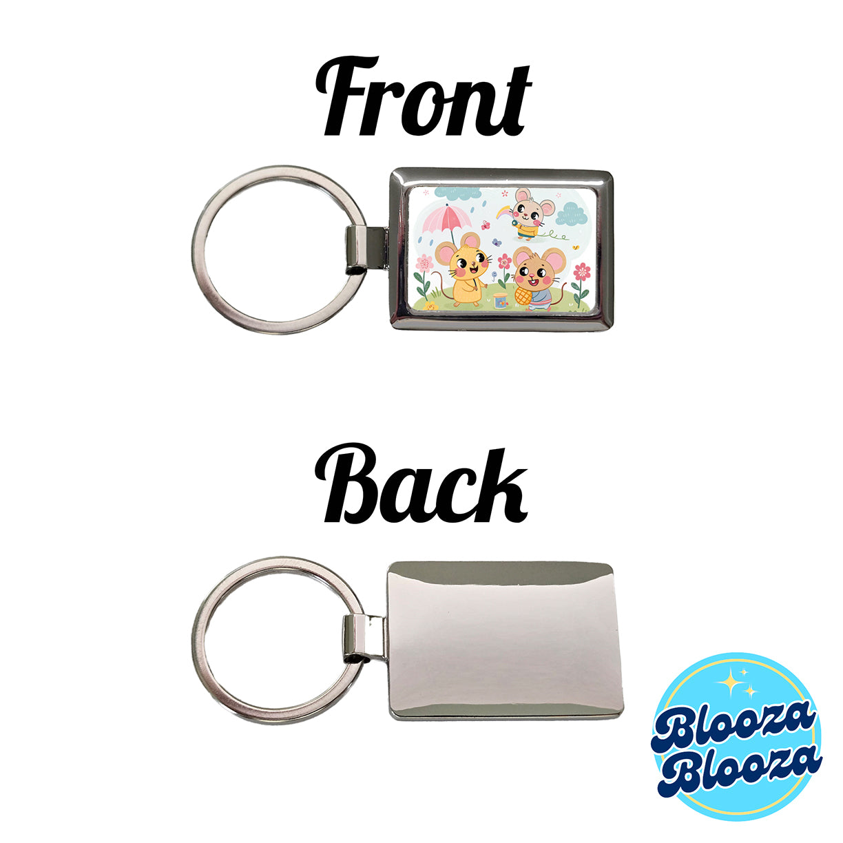 Kawaii Rats Rectangle Metal Keychain
