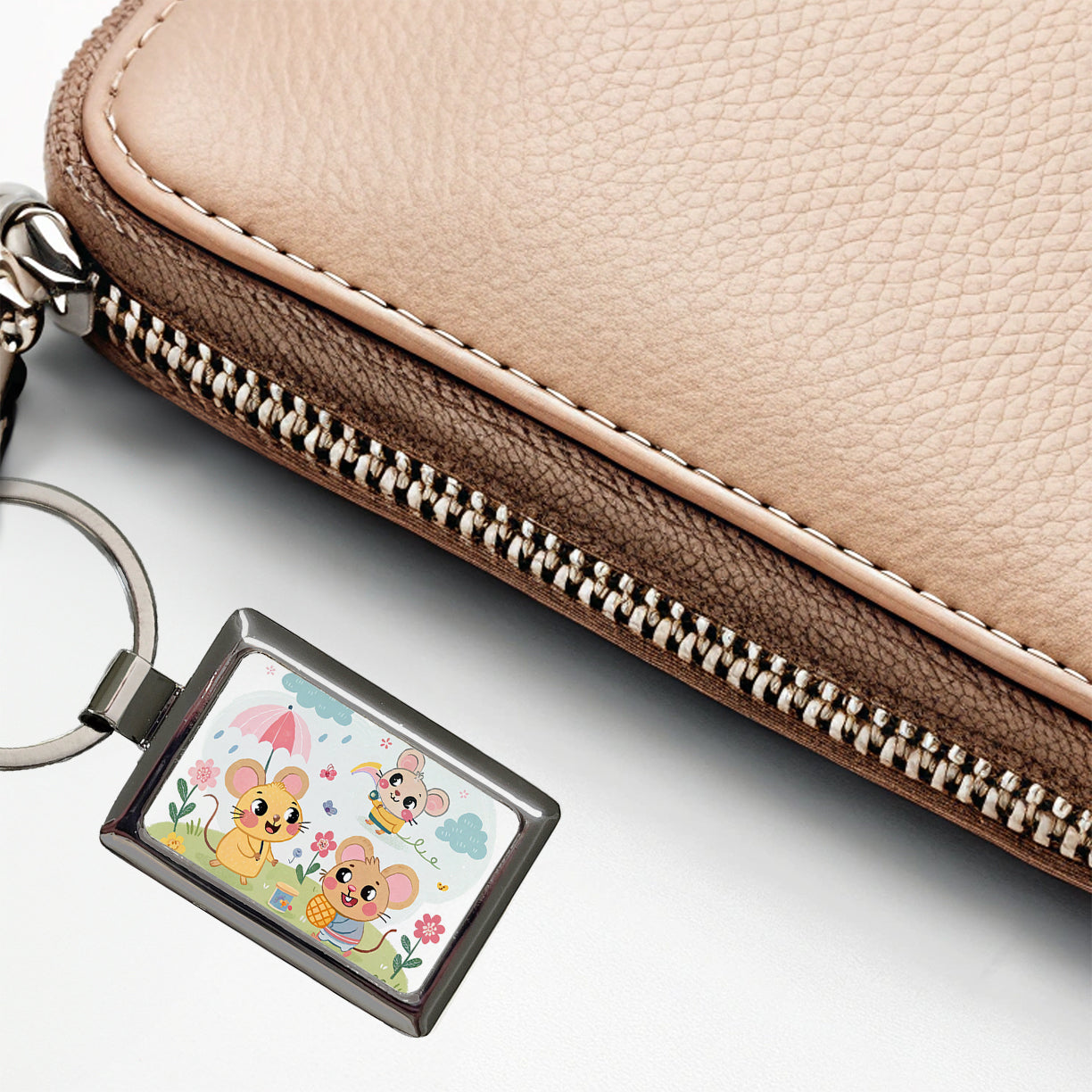 Kawaii Rats Rectangle Metal Keychain