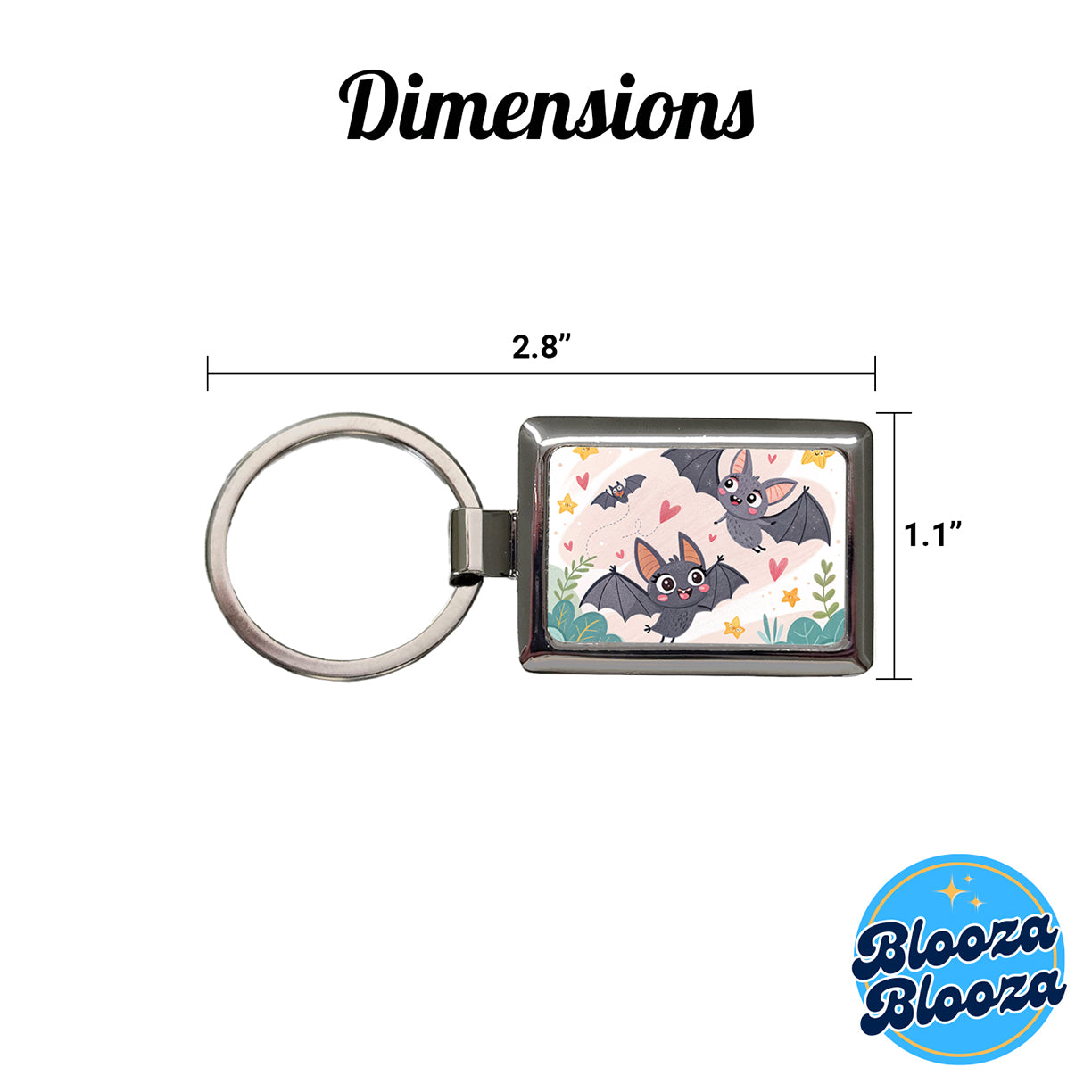Kawaii Scattered Bats Rectangle Metal Keychain