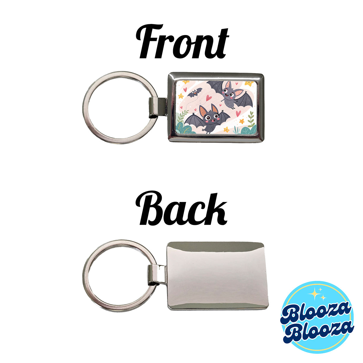 Kawaii Scattered Bats Rectangle Metal Keychain