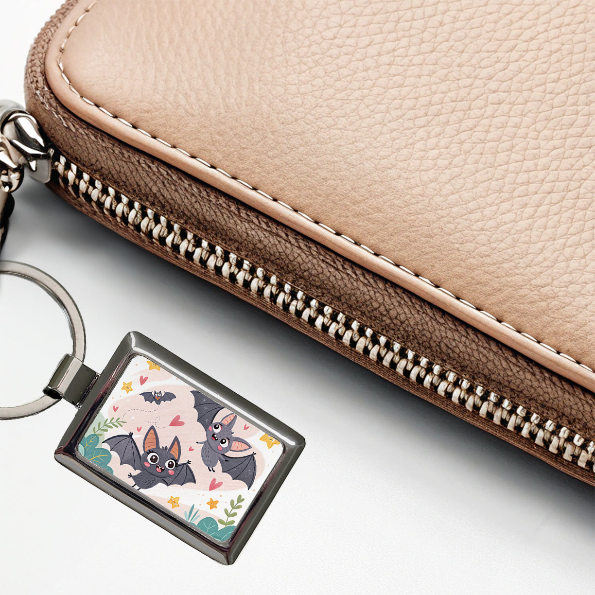 Kawaii Scattered Bats Rectangle Metal Keychain
