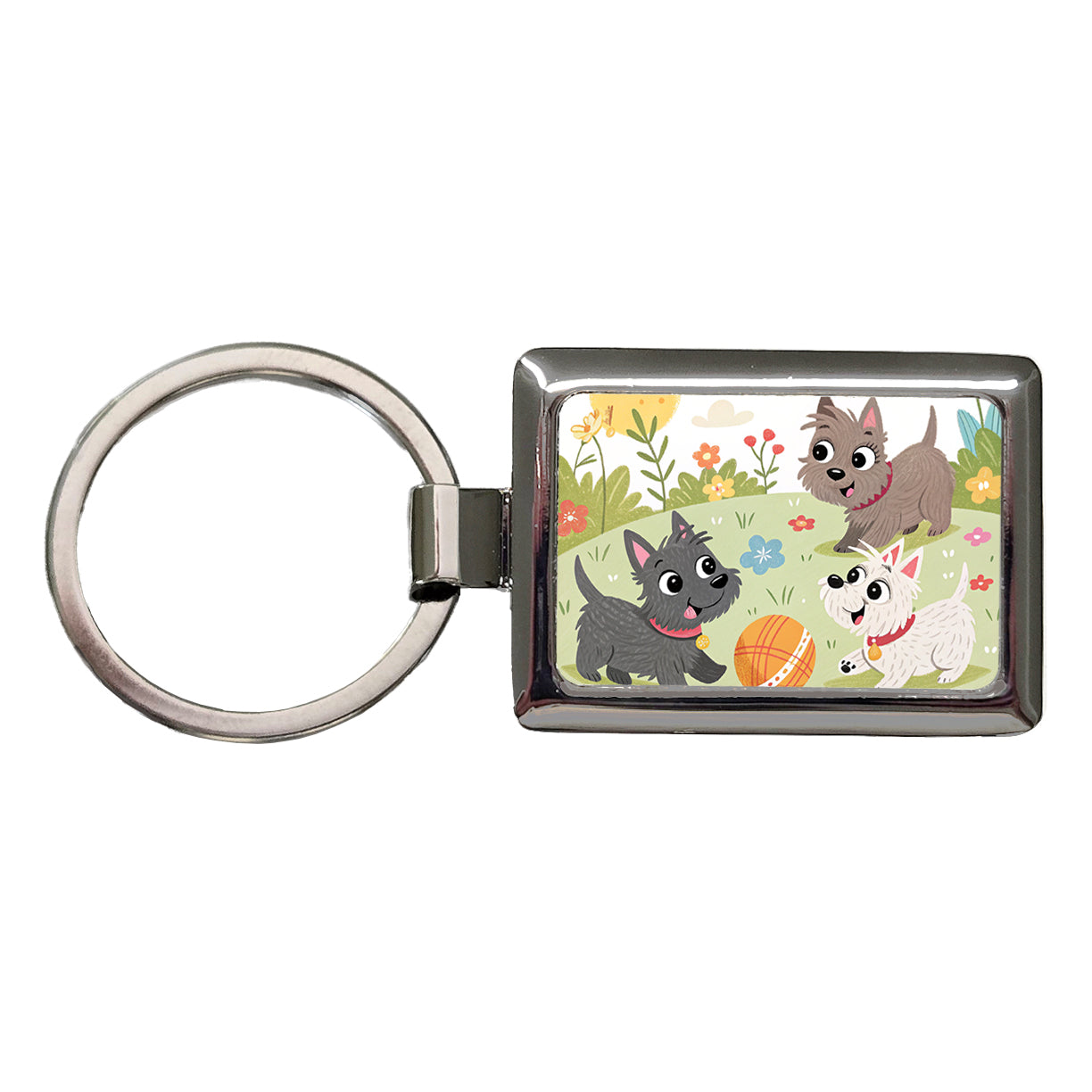 Kawaii Scottish Terriers Dogs Rectangle Metal Keychain
